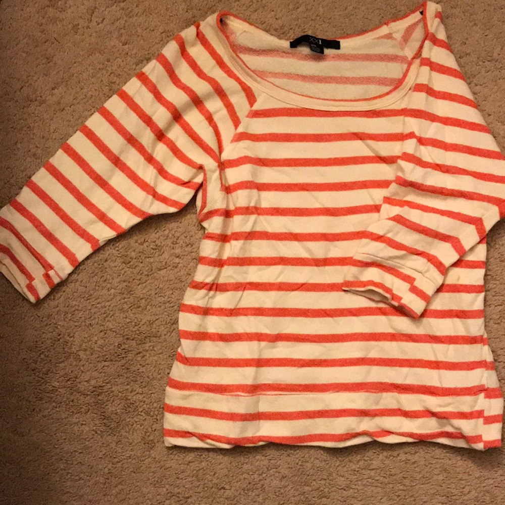 Striped Pullover Coral Striped Sweatshirt